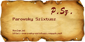 Parovsky Szixtusz névjegykártya